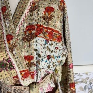 Floral Embroidered Indian Floral Cotton Kimono Jacket